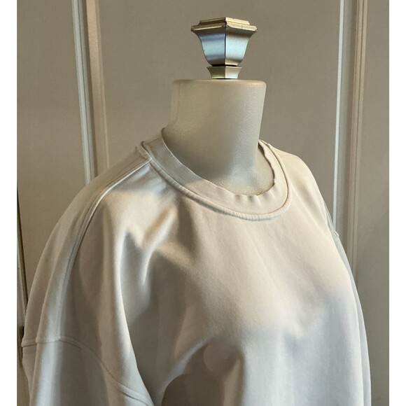 Lululemon Perfectly Oversized XL Crew Sweatshirt Womens White Cropped Jelly Logo - Picture 5 of 13